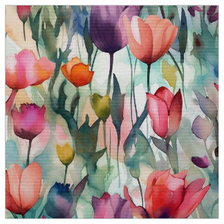 Tissu Tulipes aquarelles (lumière)
