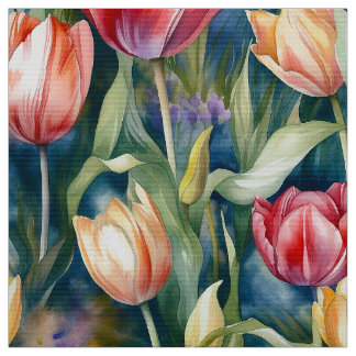 Tissu Tulipes aquarelles (Vivid)