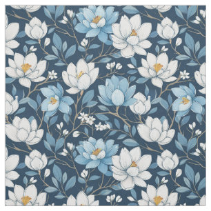 Tissu Tulipes bleues et blanches