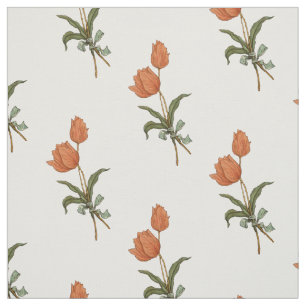 Tissu Tulipes colorées par pêche de corail de bouquet