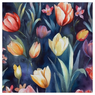 Tissu Tulipes d'aquarelle (Abstraites)