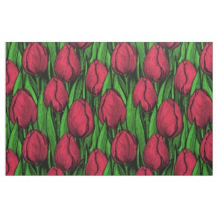 Tissu Tulipes rouges