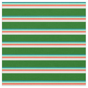 Tissu Turquoise, Aquamarine, Rouge, Crème à la menthe &