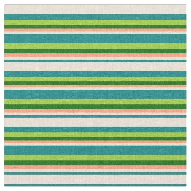 Tissu Turquoise, Bisque, Saumon clair, Vert foncé & Vert (Fermer)