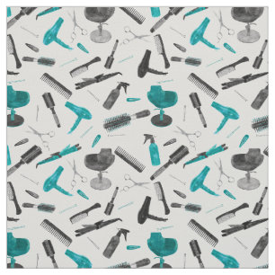 Tissu Turquoise Black Aquarelle Coiffeuse Salon Styllist