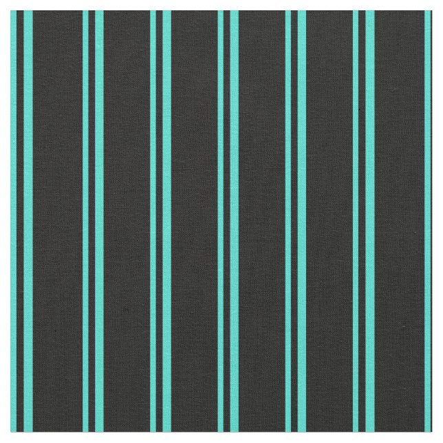 Tissu Turquoise & Black Lines/Stripes Motif (Fermer)