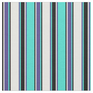 Tissu Turquoise, Bleu Ardoise, Crème à la Menthe & Ligne