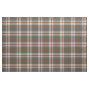Tissu Turquoise Bleu Beige Brown Rouge Tartan Carré Moti
