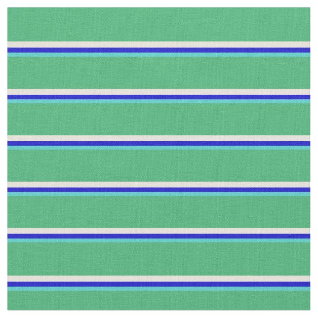 Tissu Turquoise, Bleu, Beige & Vert mer (Fermer)