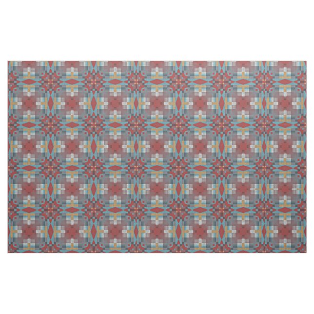 Tissu Turquoise Bleu Canard Bleu Ocre Jaune Ethnique (Fat Quarter)