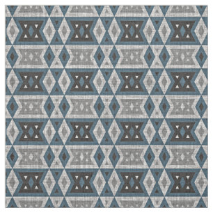 Tissu Turquoise bleu gris noir Eclectique ethnique