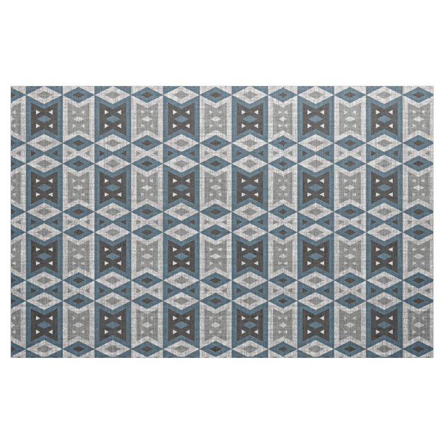 Tissu Turquoise bleu gris noir Eclectique ethnique (Fat Quarter)
