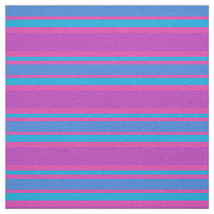 Tissu Turquoise, bleu, magenta, motif rayé pourpre