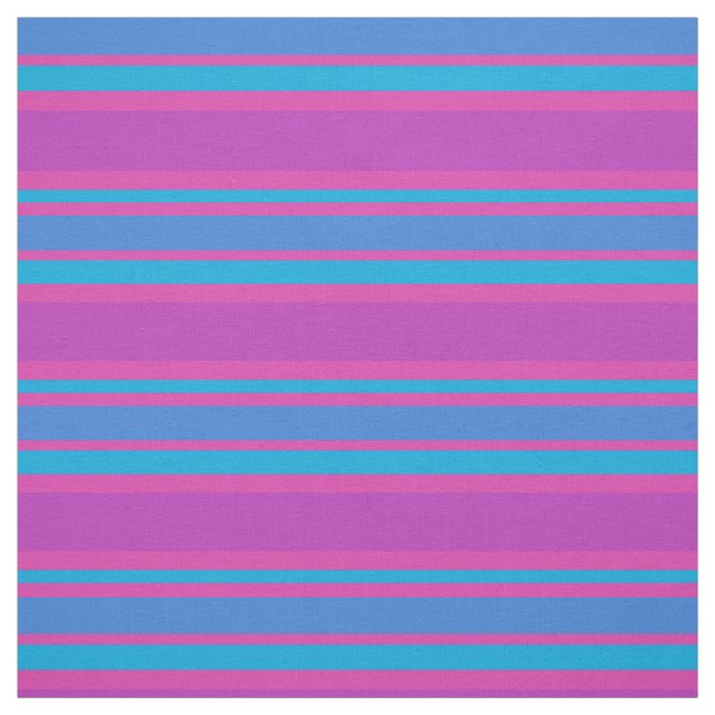 Tissu Turquoise, bleu, magenta, motif rayé pourpre (Échantillon)
