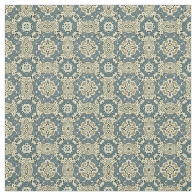 Tissu Turquoise bleu vert gris ocre Hip Orient Bali Art (Échantillon)