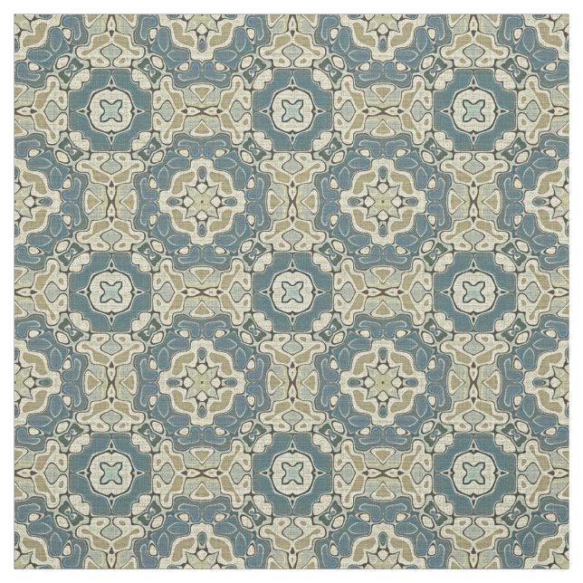 Tissu Turquoise bleu vert gris ocre Hip Orient Bali Art (Échantillon)