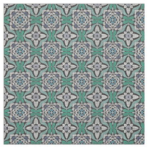 Tissu Turquoise Bleu Vert Rétro Chic Nouveau Déco Motif