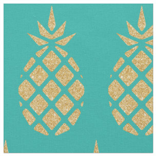 Tissu Turquoise Blue Gold Parties scintillant ananas Tro