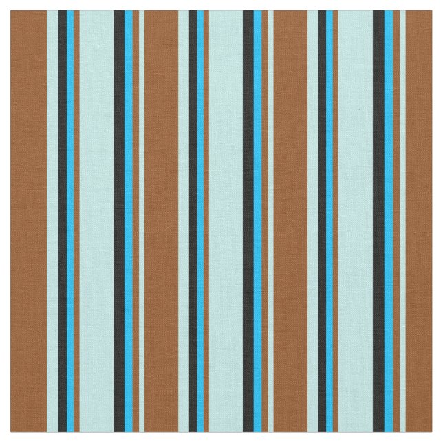 Tissu Turquoise, Brown, Deep Sky Blue et Black Lines (Fermer)