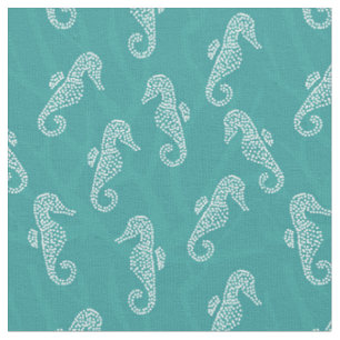Tissu Turquoise côtière de Teal d'hippocampe de récif