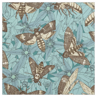 Tissu Turquoise de faucon de la tête de mort