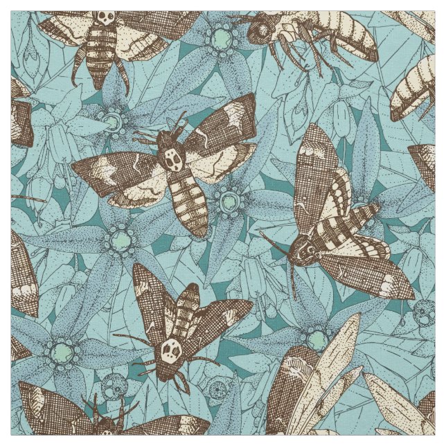 Tissu Turquoise de faucon de la tête de mort (Échantillon)