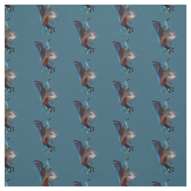 Tissu Turquoise de musique Kokopelli (Échantillon)