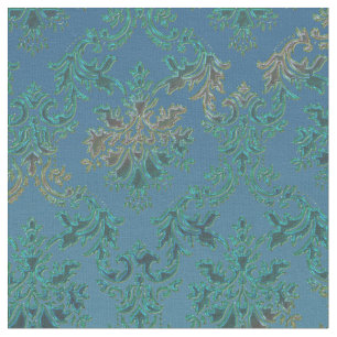Tissu turquoise d'impression de damassé de vert