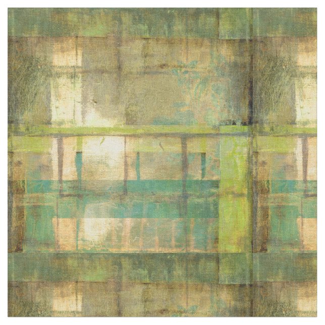 Tissu Turquoise dorée et peinture abstraite de vert (Fermer)