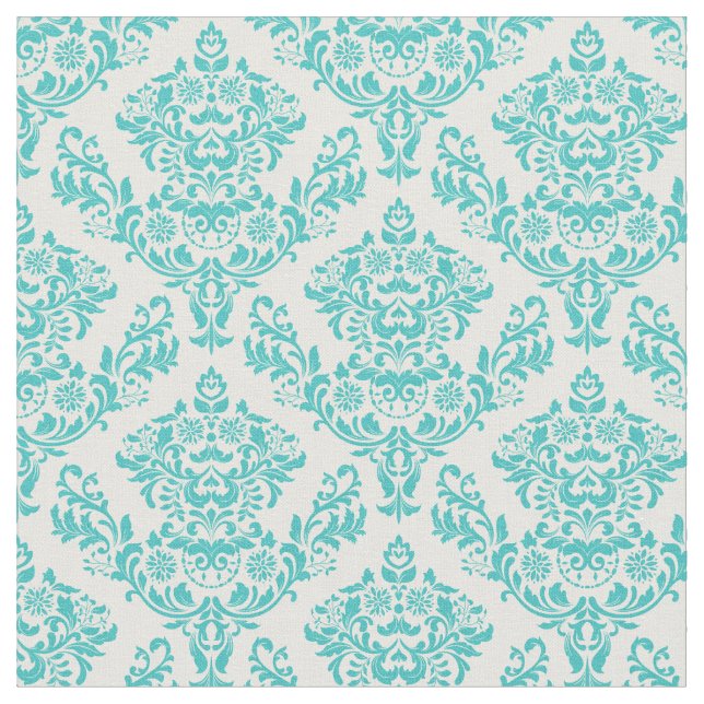 Tissu Turquoise et damassé blanche (Fermer)