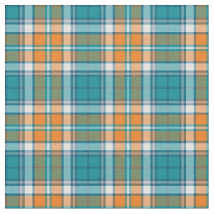 Tissu Turquoise et plaid sportif orange