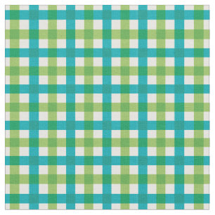 Tissu Turquoise et vert citron En vichy plaid/ Tartan