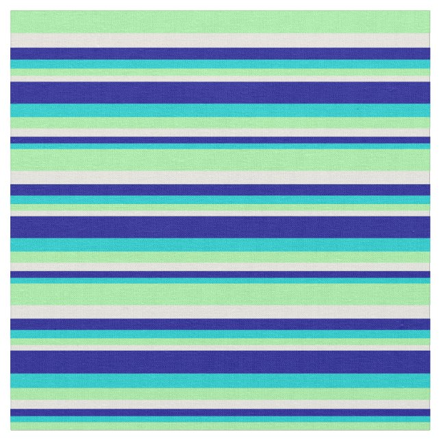 Tissu Turquoise foncé, Bleu foncé, Beige & Vert Motif (Fermer)