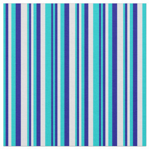 Tissu Turquoise foncé, Bleu foncé et bandes de lavande