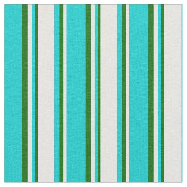 Tissu Turquoise foncé, Crème à la menthe et Vert foncé (Fermer)
