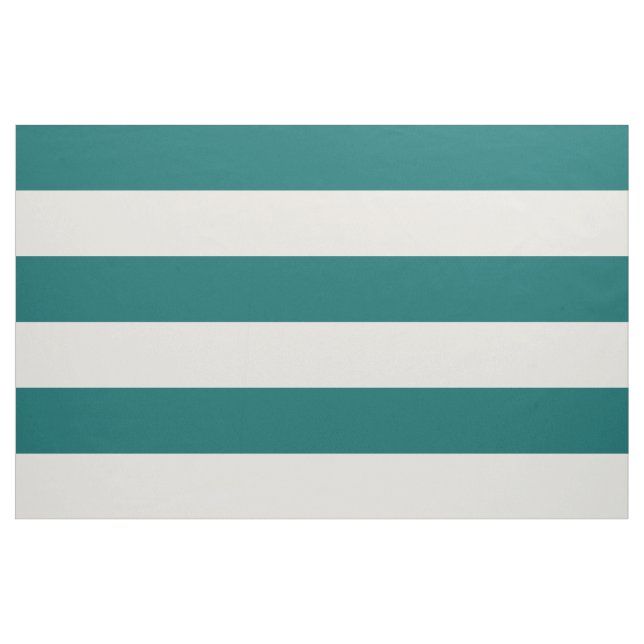 Tissu Turquoise foncé et larges rayures d'ivoire Grande  (Yard)