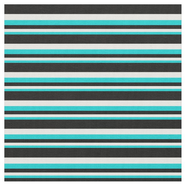 Tissu Turquoise foncé, Motif blanc et noir (Fermer)