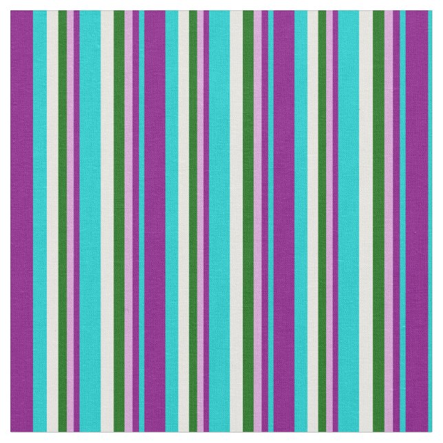 Tissu Turquoise foncé, pourpre, prune, vert foncé & blan (Fermer)
