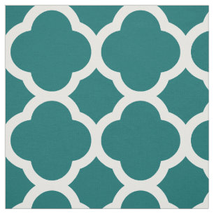 Tissu Turquoise foncé Quatrefoil moderne Grande échelle