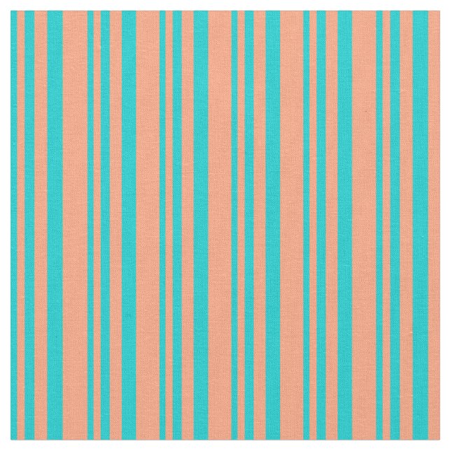 Tissu Turquoise foncée et rayures Saumons claires (Fermer)