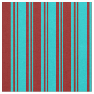 Tissu Turquoise foncée et rouge foncé Motif des rayures