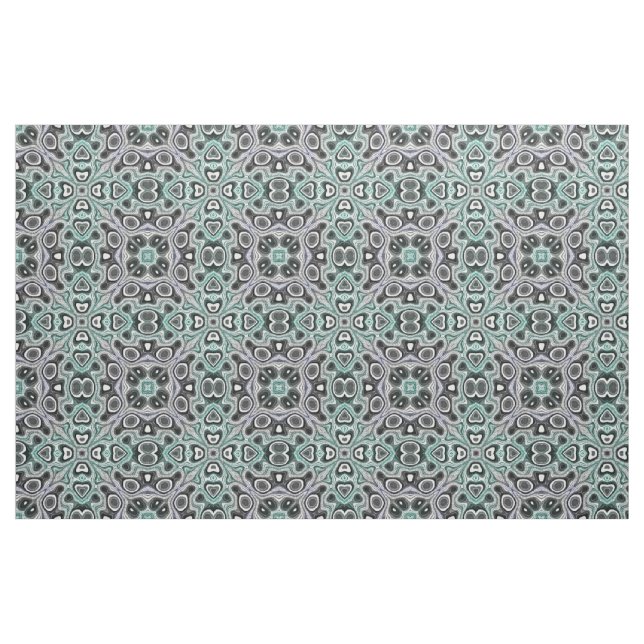 Tissu Turquoise gris violet rétro Chic Nouveau Motif mos (Fat Quarter)