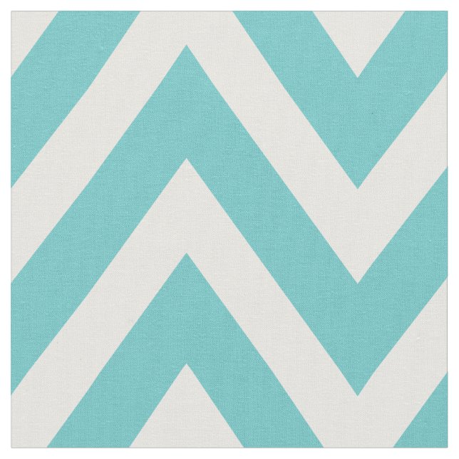 Tissu Turquoise moderne Chevron Grande échelle (Fermer)