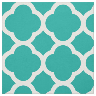 Tissu Turquoise moderne Quatrefoil Grande échelle