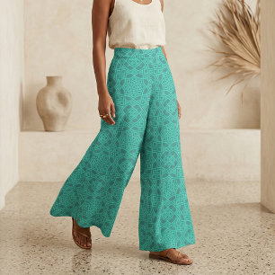 Tissu Turquoise Mosaic Motif géométrique