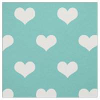 Turquoise Motif de Coeurs blancs
