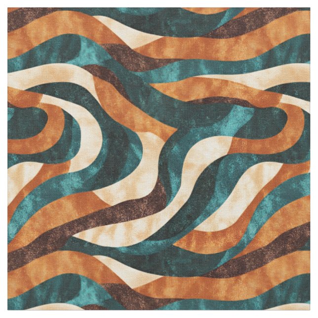 Tissu Turquoise / Orange / Lignes Abstraites Brown (Fermer)