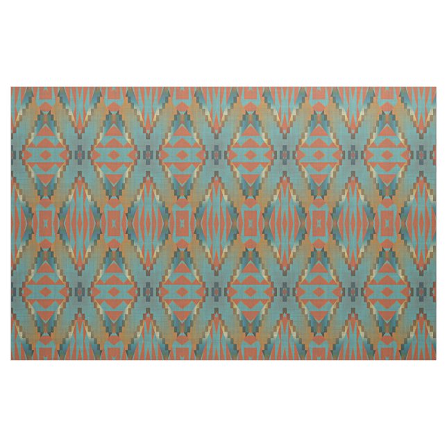 Tissu Turquoise orange vert Turquoise Brown aspect ethni (Fat Quarter)