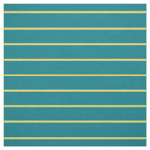 Tissu Turquoise -ou choisir une couleur- or/blanc bande