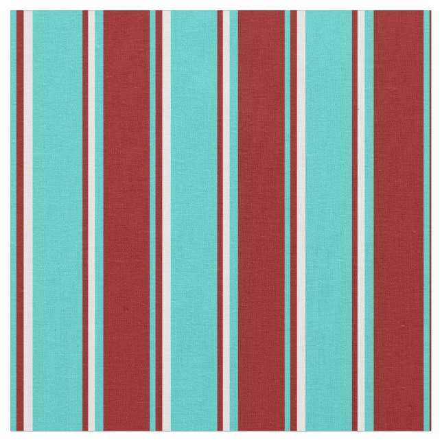 Tissu Turquoise, Rouge foncé et Blancs (Fermer)